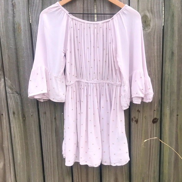 BKE Tops - BKE Mauve/Gold Bead Blouse - Size Large